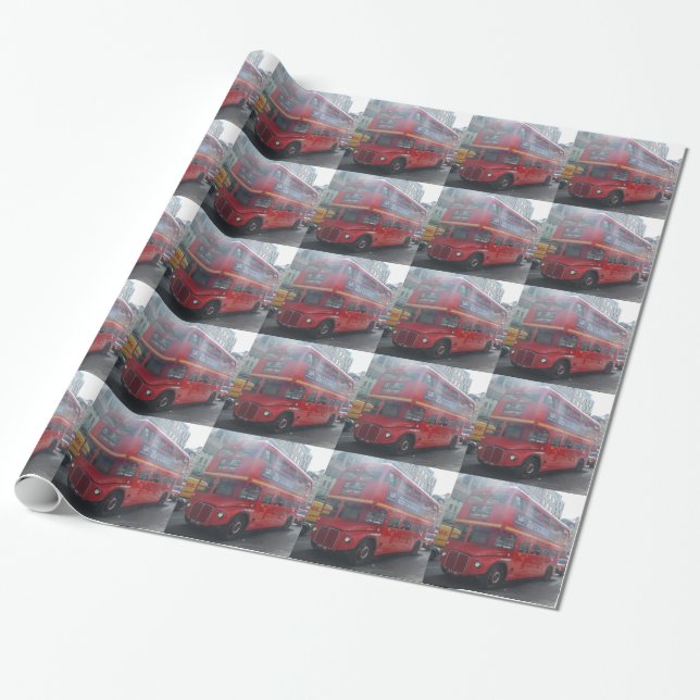 Red London Buss Wrapping Papper Presentpapper (Utrullad)