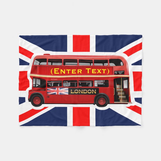 Red London Dubbla Decker Buss Fleecefilt (Framsidan (Horisontell))