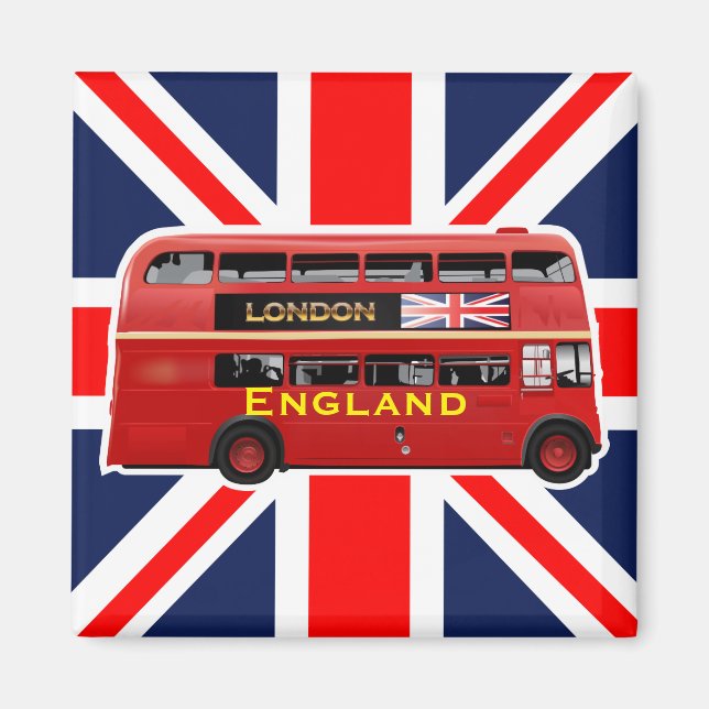 Red London Dubbla Decker Buss Magnet (Framsidan)