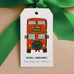 Red London Dubbla Decker Buss Presentetikett