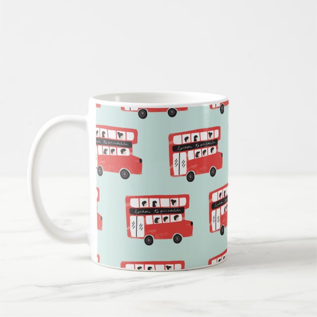 Red London Dubbla Decker Buss Seamless Mönster vin Kaffemugg (Vänster)