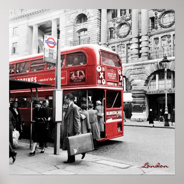 Red London Dubbla Decker Poster (Framsidan)