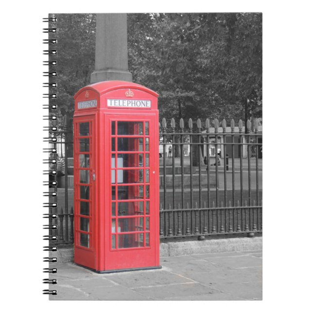 Red London Phonebox Anteckningsbok Med Spiral (Framsidan)