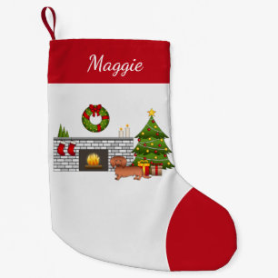 Red Long Hair Dachshund Cute Hund - julrum Liten Julstrumpa