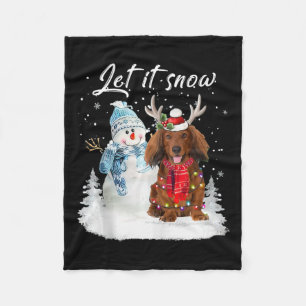 Red Long Hved Dachshund Santa Hund jul Snö Fleecefilt