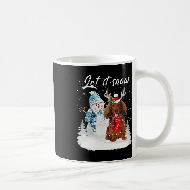 Red Long Hved Dachshund Santa Hund jul Snö Kaffemugg (Höger)