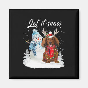 Red Long Hved Dachshund Santa Hund jul Snö Magnet