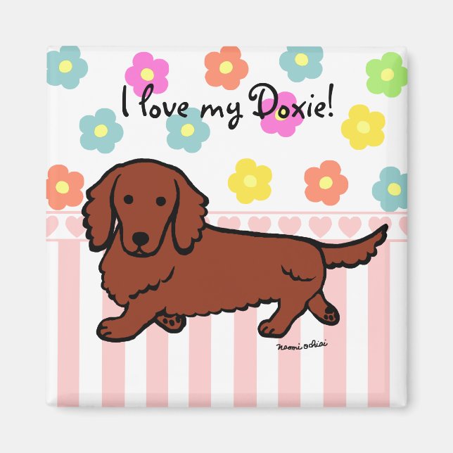 Red Long-parad Dachshund 1 Magnet (Framsidan)