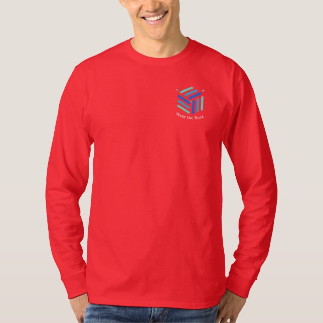 Red Long-Sleeve T-Shirt | Fetstilt biinspirerad de (Framsida)