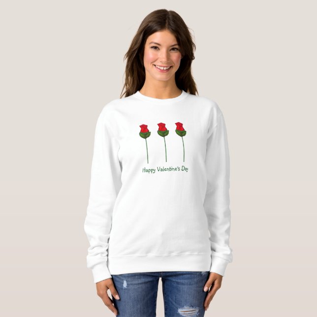 Red Long Stemmed Chocolate Ro Valentine Day Tee (Hel framsida)