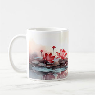 Red Lotus blommar på Mugg