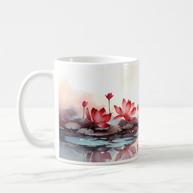 Red Lotus blommar på Mugg (Vänster)