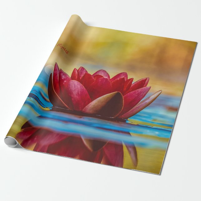 Red Lotus Flower Ligcape, Zen Presentpapper (Utrullad)