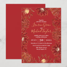 Red Lotus Flower Oriental Blommigt Bröllop