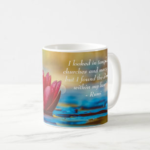 Red Lotus Flower på Blue Vatten Andlig-citatet Kaffemugg