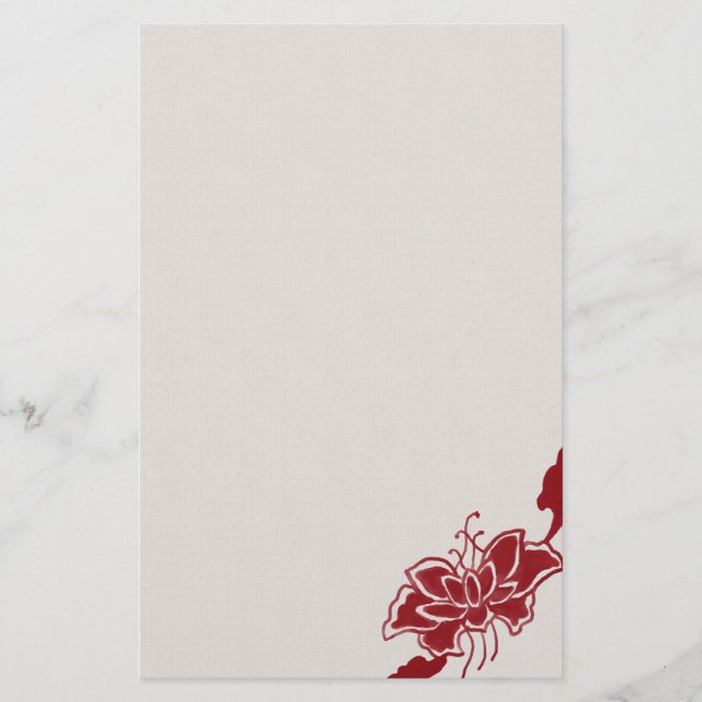Red Lotus Flower Stationery Brevpapper (Framsida)