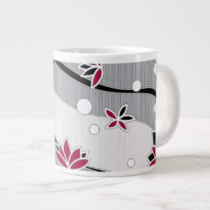 Red Lotus Flowers på Grått Rand Jumbo Mugg