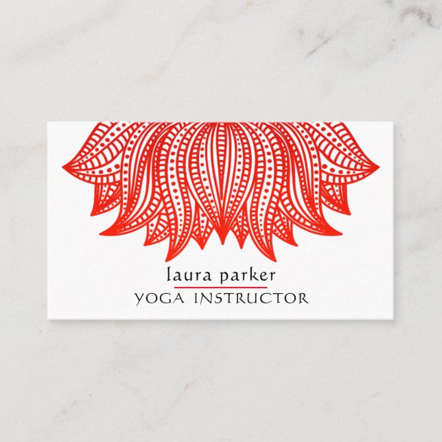 Red Lotus Mandala Yoga Trainer Meditation Visitkort (Framsida)