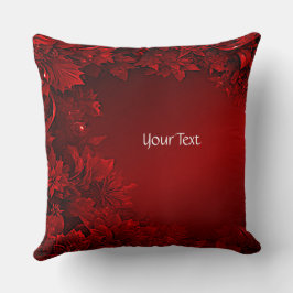 Red Löv Blommigt Dekorativ kudde