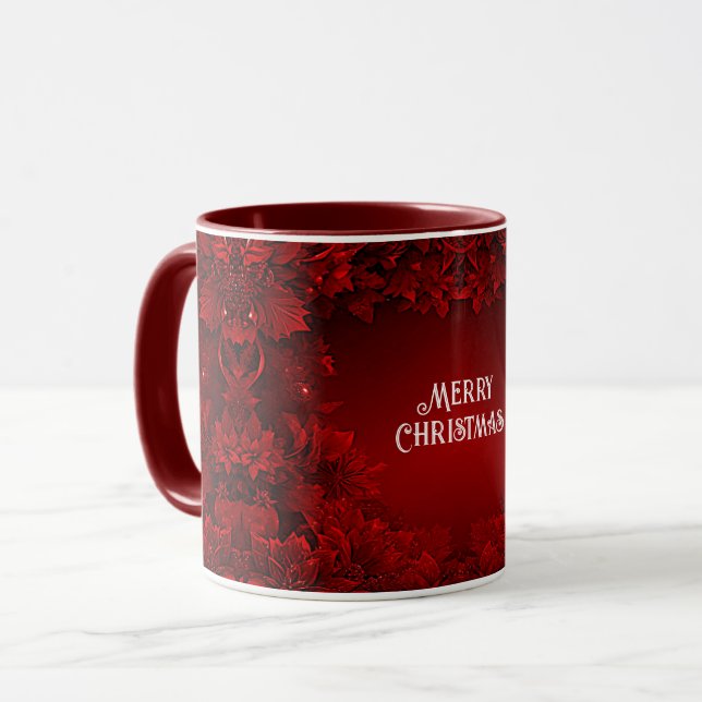 Red Löv Blommigt Mugg (Framsida vänster)