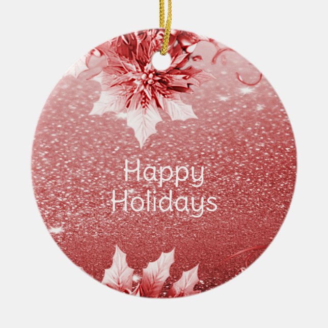 Red Löv-Helgdag Julgransprydnad Keramik (Framsidan)