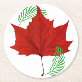 Red löv och Ferns Underlägg Papper Rund