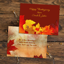Red Löv Thanksgiving Mailing Adress Postcard Helg Vykort