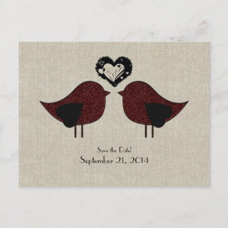 Red Love birds Linen-sökning Spara datum Meddelande Vykort