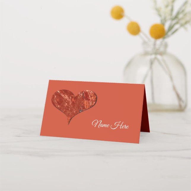 Red Love Folded Place Card Placeringskort (Framsida)