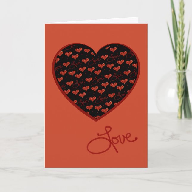 Red Love Heart Card Kort (Framsida)