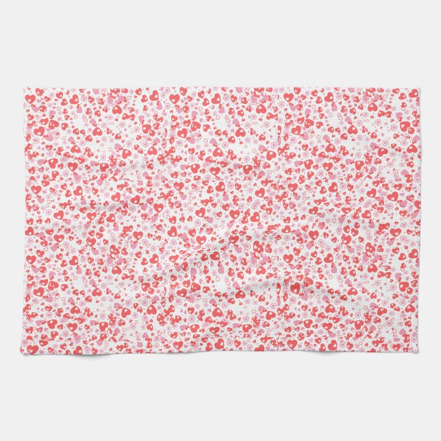 Red Love Hearts – Valentine Collection Kökshandduk (Horisontell)