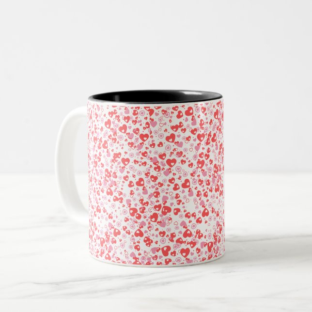 Red Love Hearts – Valentine Collection Två-Tonad Mugg (Framsida vänster)