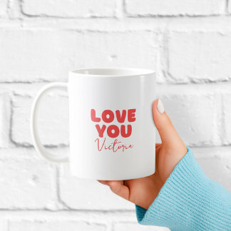Red Love You Personalised Mug for Girlfriend  Kaffemugg