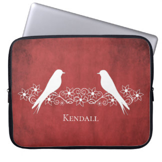 Red Lovebird Blommigt Vine Laptop sleeve
