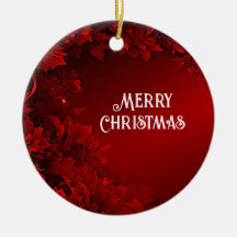 Red Lövs Blommigt-Helgdag Jul Ornament