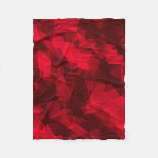 Red Low Poly Triangles Fleece Blanket (Framsidan)