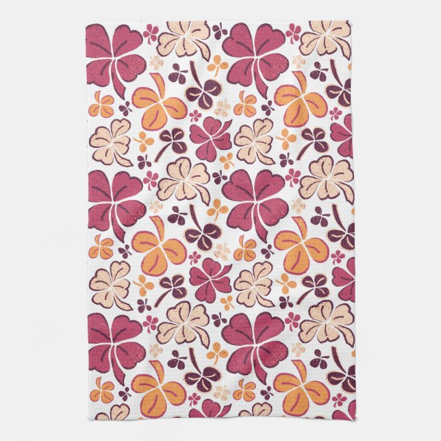 Red Lucky Shamrock Klöver St. Patrick's Day Kitche Kökshandduk (Vertikal)