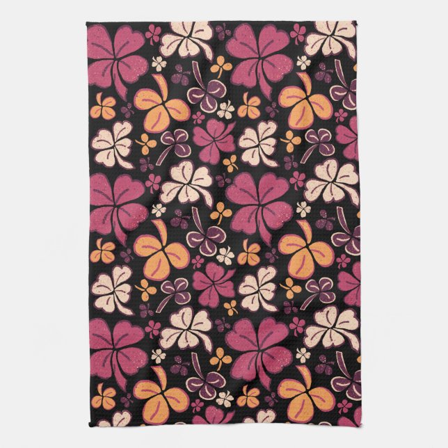 Red Lucky Shamrock Klöver St. Patrick's Day Kökshandduk (Vertikal)