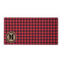 Red Lumberjack Buffalo Play och Burlap Monogram