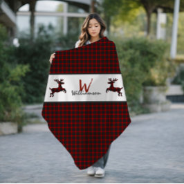 Red Lumberjack Play Hjort Monogram Fleecefilt