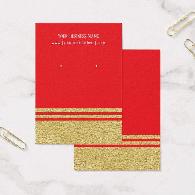 Red Luxe Faux Guld Öarring Visning Cards Visitkort (Kontor)