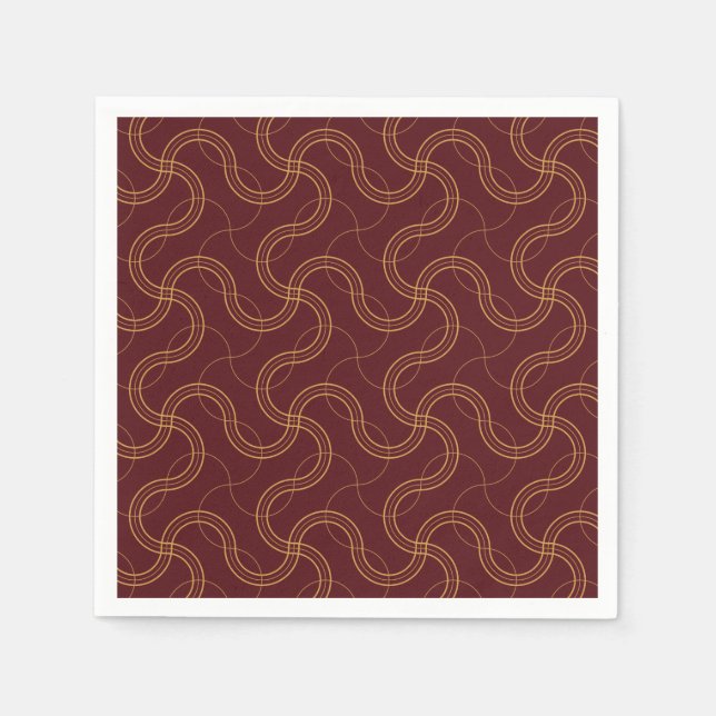 Red Luxurious Wavy Stripes Pattern Pappersservett (Framsidan)