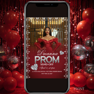 Red Luxury Elegant Prom Send-Off Invitation Inbjudningar