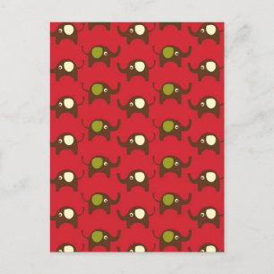 Red lycka till elephants mönster print vykort