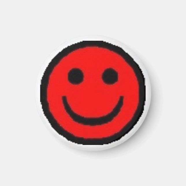 Red Lycklig Ansikte Magnet (Framsidan)