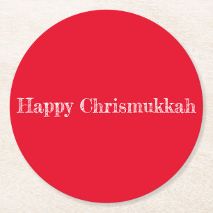Red Lycklig Chrismukkah Underlägg Papper Rund