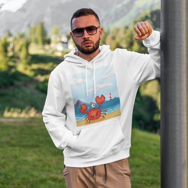 Red Lycklig Crab på en bondfågel Hoodie (Skapare uppladdad)