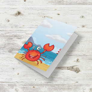 Red Lycklig Crab på ett visitkort Kort