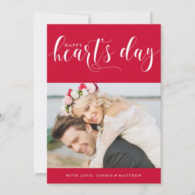 Red Lycklig Heart's Day | Photo Valentine Day Julkort (Framsida)