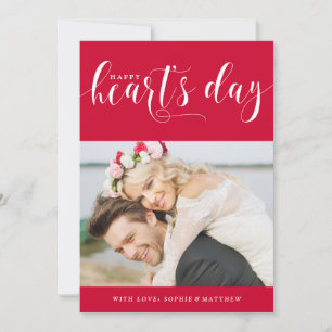 Red Lycklig Heart's Day Photo Valentine Day Julkort